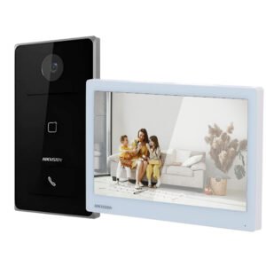 Hikvision Kit Videophone IP avec Lecteur Badge/Tag Mifare 1*Plaque de Rue Extérieure + 1*Moniteur Intérieur 7" + 2*Chargeurs - DS-KIS608-P Prix Maroc