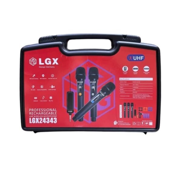 LGX24343 - Microphone Sans Fil UHF – Set 3 Micros + Récepteur Rechargeable, Anti-Larsen