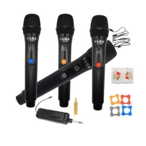 LGX24444 - Microphone Sans Fil UHF – Set 4 Micros + Récepteur Rechargeable, Anti-Larsen